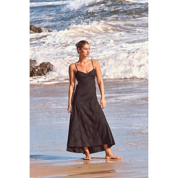 NWT FREE PEOPLE ENDLESS SUMMER Sz M INMA MAXI DRESS IN BLACK - Picture 1 of 4